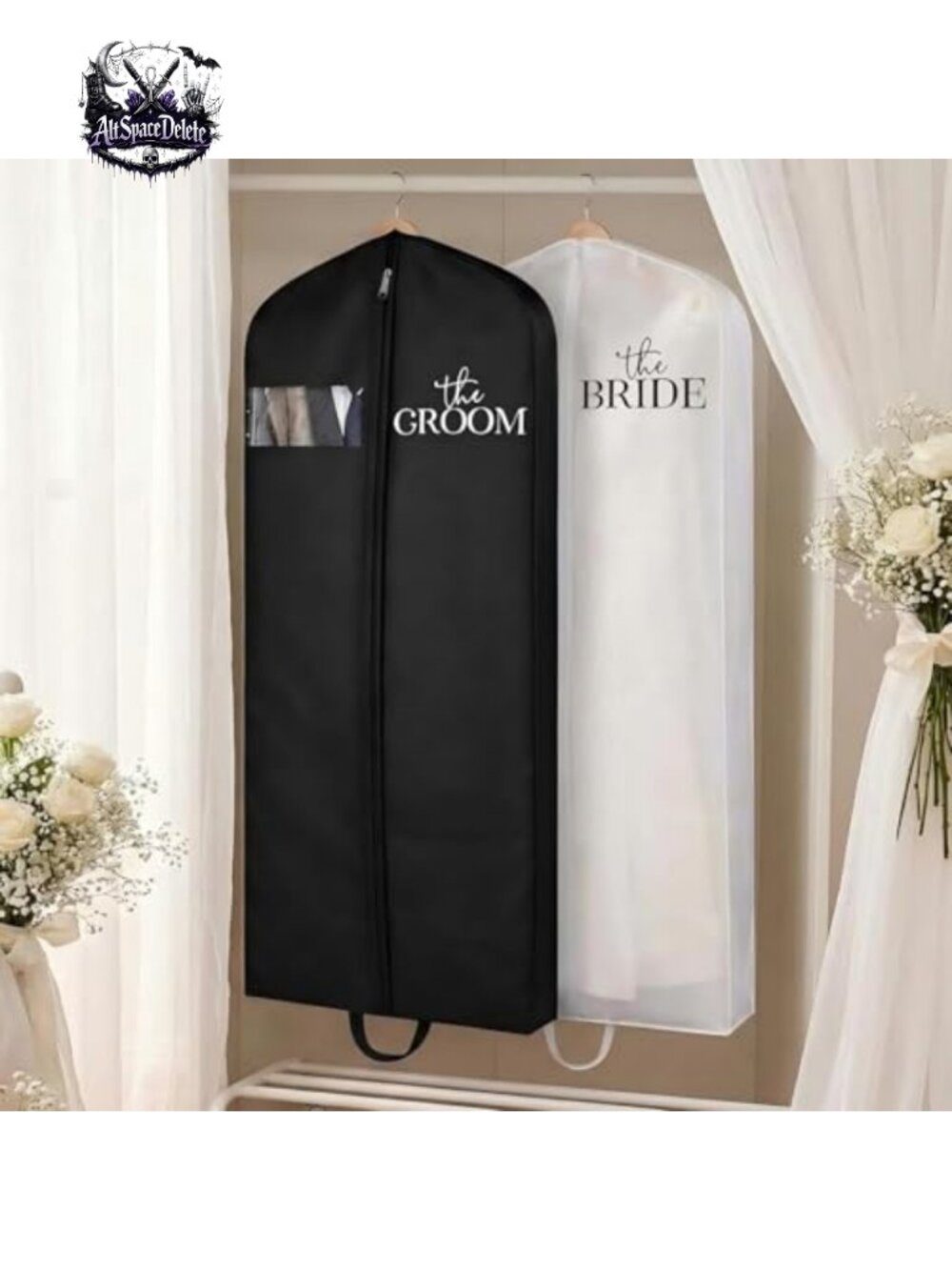 2Pc Wedding Dress Garment Bag 72x24 Hanging Bride Groom Travel Storage